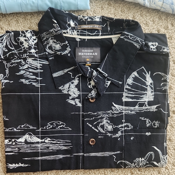 Quiksilver Men's Casual Shirts - Light Blue, Blue Pattern, Black - Picture 3 of 13